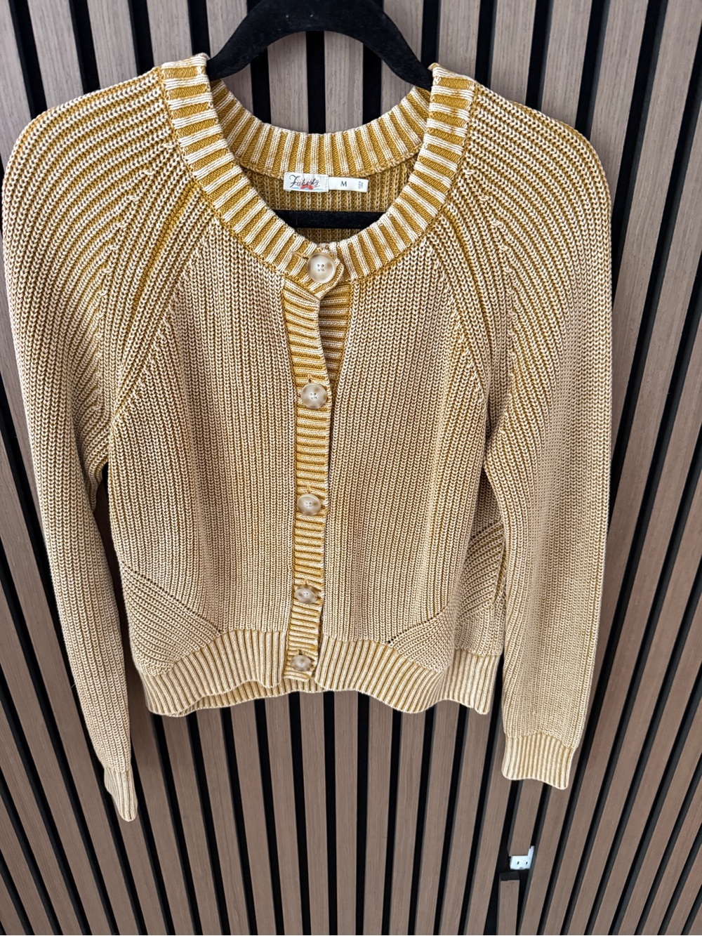 Faherty Golden Yellow Ribbed Button Cardigan - Picture 2 of 8